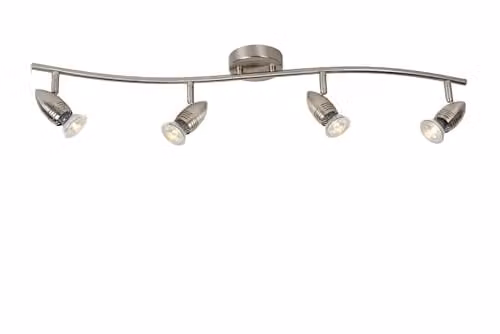 Lucide Caro-LED Adjustable Ceiling Spotlight in Satin Chrome with 4x5W Warm White GU10 LED Bulbs