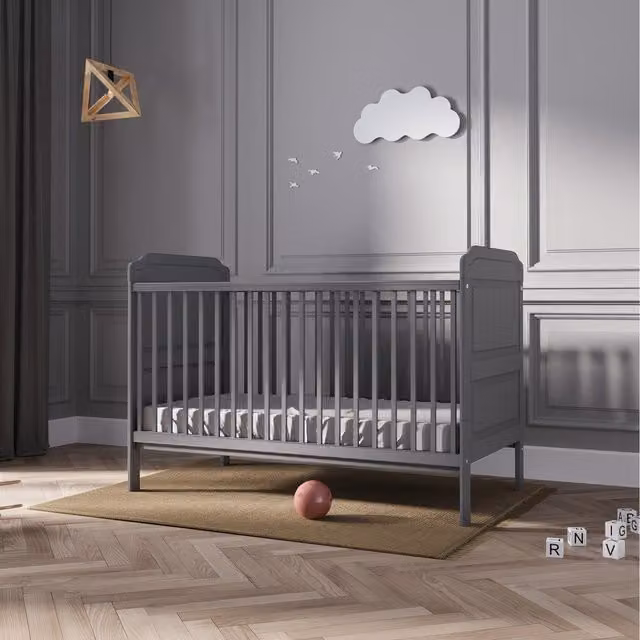 Viculii Classic Baby Cot Bed with Foam Mattress and Drop Side, Grey, W/D/H: 140 x 70 cm