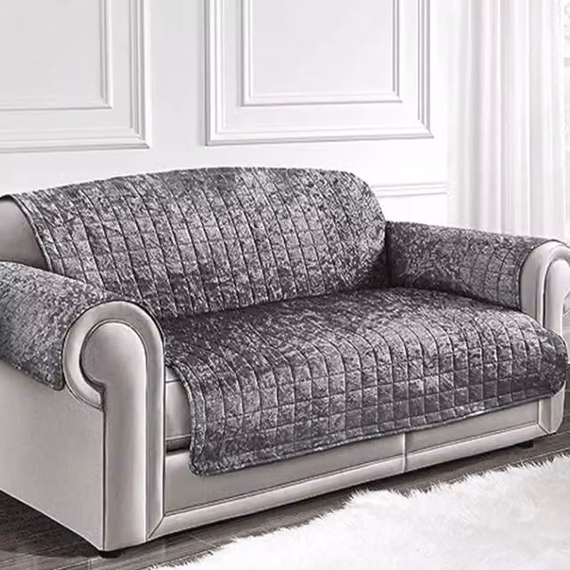 Intimates Silver Crushed Velvet 3 Seater Sofa Protector