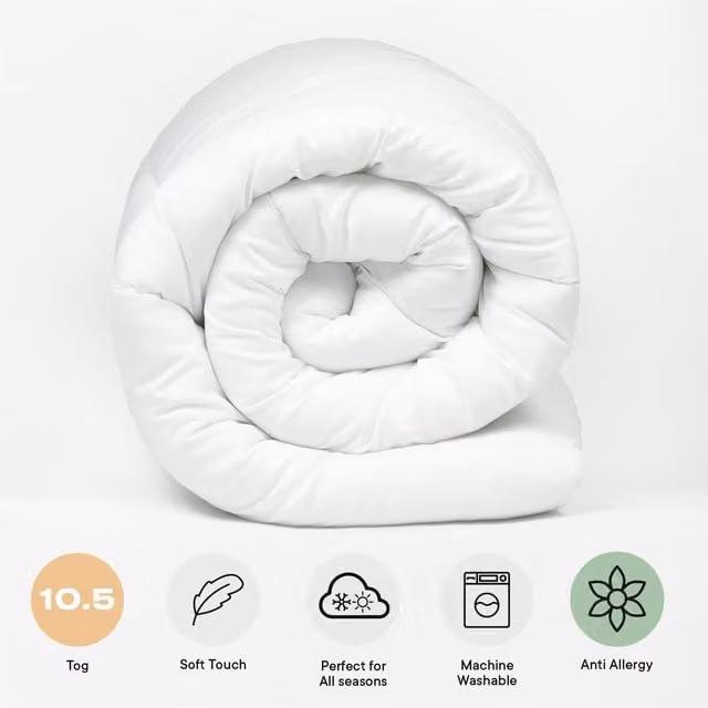 OHS White Super King 10.5 Tog Anti Allergy Hollow Fibre Winter Duvet