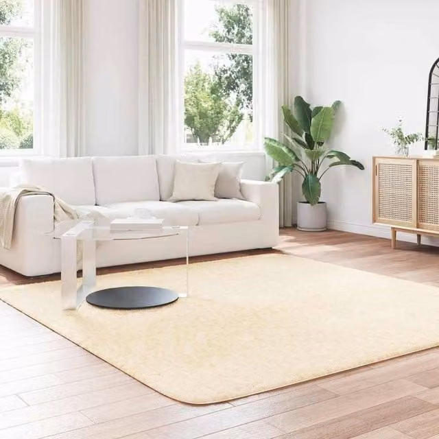 Berkfield Home NAVARRA Shaggy High Pile Rug, Beige, W/D: 240 x 240 cm