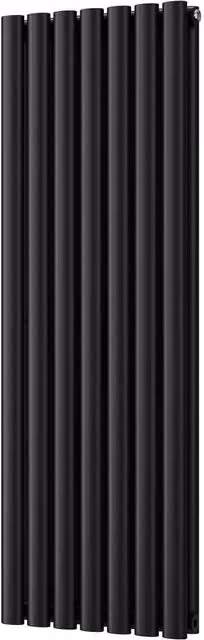 UK Radiators Omeara Black Elliptical Tube Vertical Designer Radiator, W: 40.6 cm, H: 120 cm