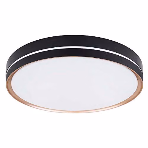 Netlighting Manni LED Semi Ceiling Light in Black, Dimmable with Remote Control, Diameter: 48.5 cm