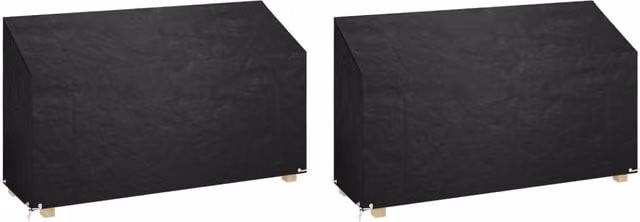 Berkfield Home Water Repellent Polyethylene Garden Bench Covers, 2 Pack, Black, W: 210 cm, D: 70 cm, H: 70-88 cm