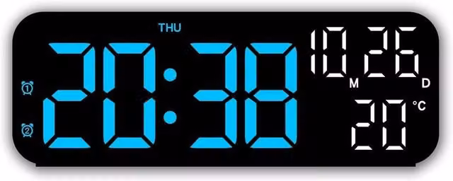FLAVORA Modern Digital Illuminated LED Tabletop Alarm Clock in Black