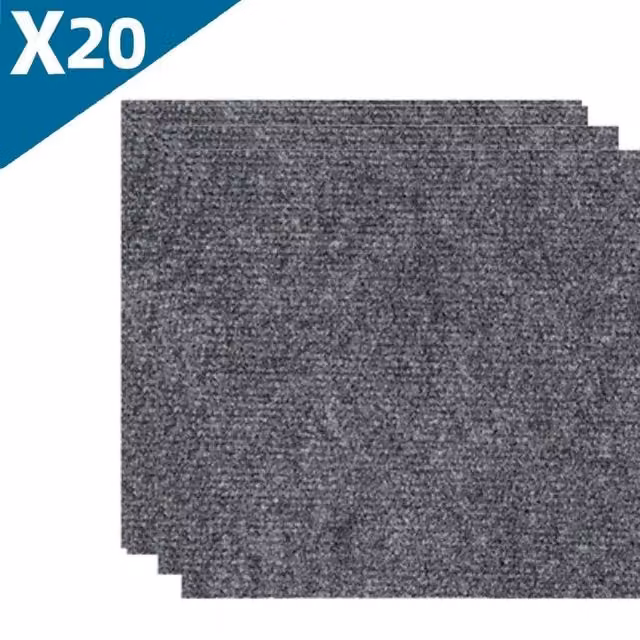 NESTLUNE Grey Modern Plain Carpet Tiles, 5m2 Box (20 Tiles)