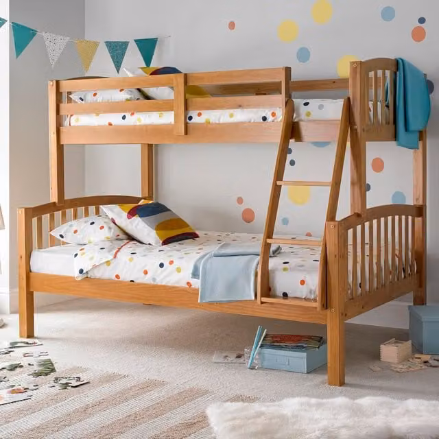 Bedmaster Mya Pine Triple Sleeper Bunk Bed with Orthopaedic Spring Mattresses in Brown