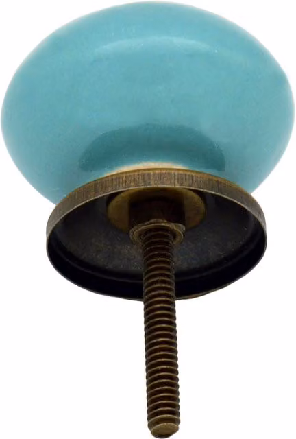 Nicola Spring Polished Ceramic Cabinet Knobs in Turquoise, Pack of 24