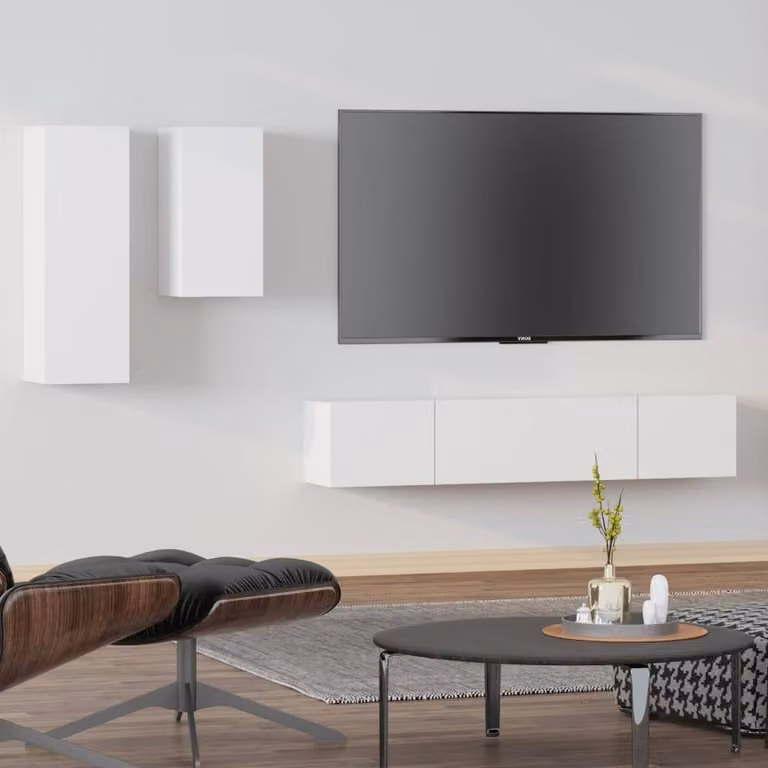 Berkfield Home Classic 4 Piece White Engineered Wood TV Cabinet Set