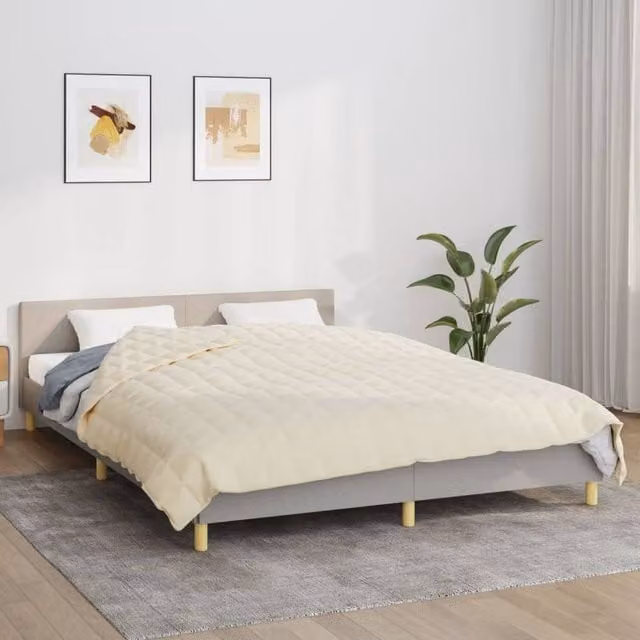 Berkfield Home Weighted Blanket in Beige, W/D/H: 200 x 220 cm, 9 kg