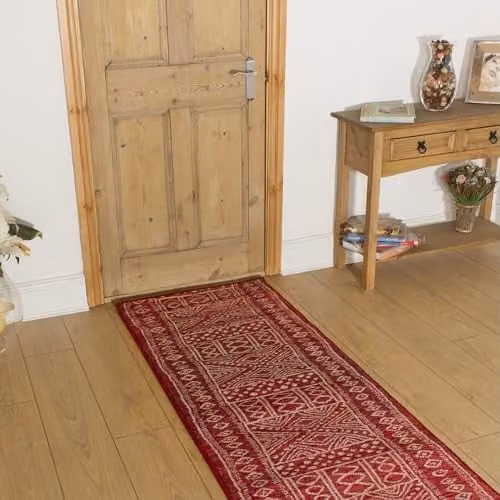 runrug Afrikans Red Hallway Runner Rug, Machine Woven Polypropylene, W/D: 70 x 180 cm