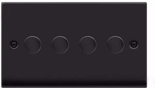 SE HOME Black 4 Gang 2 Way 100W LED Trailing Edge Dimmer Light Switch Flush Plate