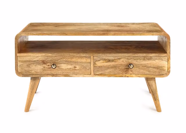 Elm Home And Garden Mid Century Small Mango Wood TV Unit in Brown