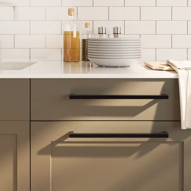 Berkfield Home Matt Black Stainless Steel Bar Cabinet Handles, 10 Pack, Length: 32 cm