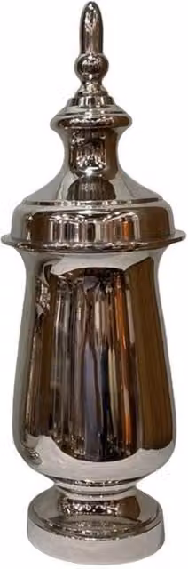 Minster Decorative Ceramic Ginger Jar in Silver, W: 17 cm, D: 17 cm, H: 50 cm