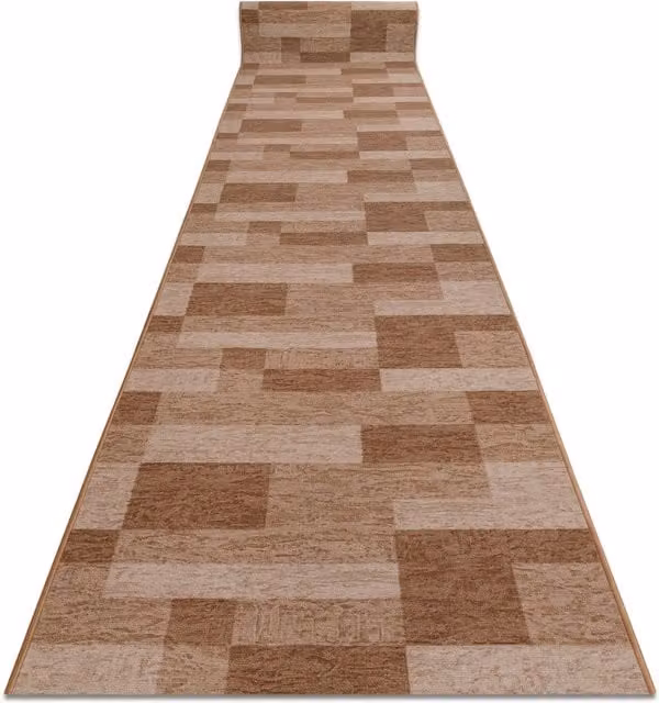 RugsX Icona Anti-Slip Geometric Runner in Beige, W: 120 cm, L: 350 cm