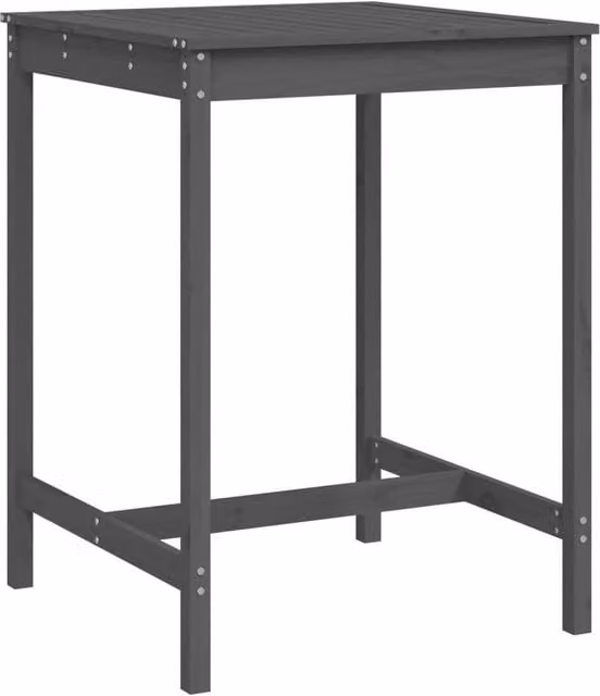 Berkfield Home Grey Rustic Square Garden Table in Solid Pine Wood W/D/H: 82.5 x 82.5 x 110 cm