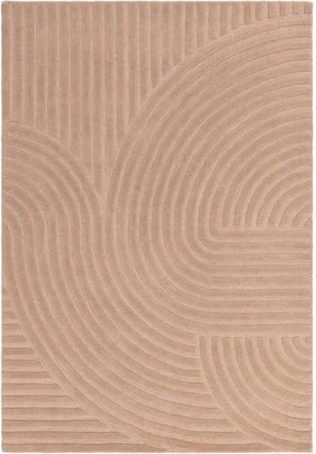 The Rug Shop UK Pink Handmade Modern Geometric Wool Area Rug W: 160 cm, D: 230 cm
