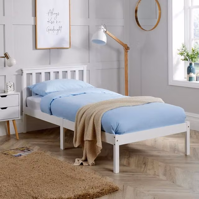 Home Source Florida Low End Single Wooden Bed Frame in White