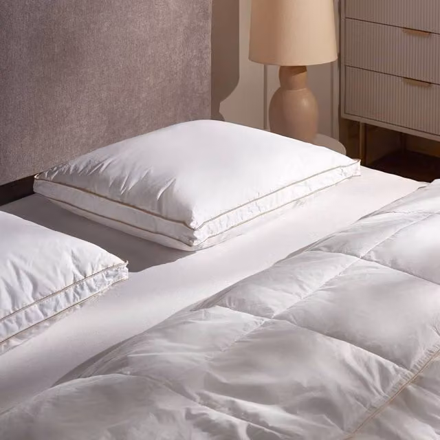 Wyld Haus White Down and Feather Low Bed Pillow, W 60 x D 40 cm