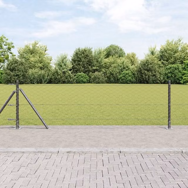 Berkfield Home Grey Steel Hexagon Fence, W: 0.6 m x L: 100 m