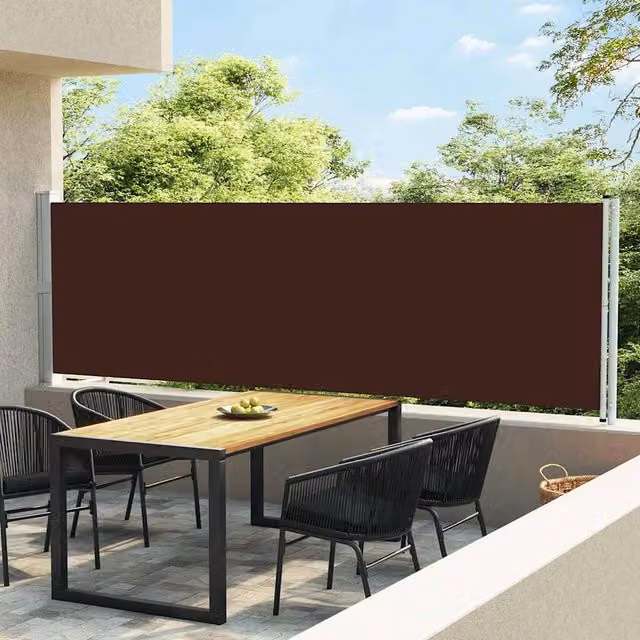Berkfield Home Brown Retractable Side Awning with Polyester Fabric and Steel Frame, W/H: 600 x 140 cm