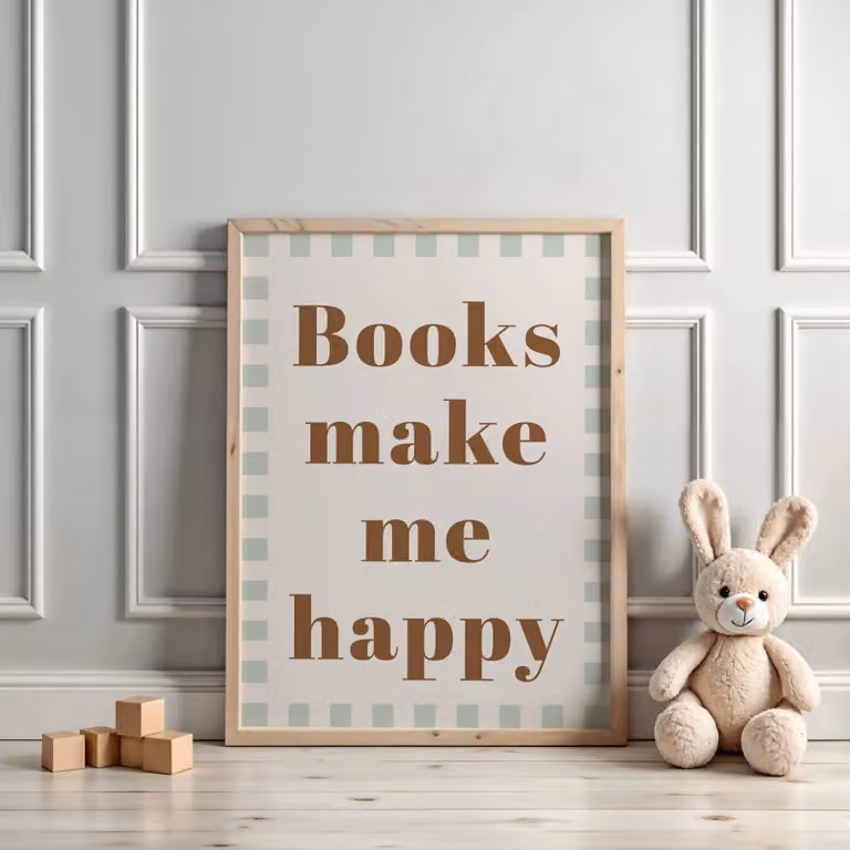 Autumns Corner Make Me Happy Checkerboard Typography Paper Poster, Pink, A2