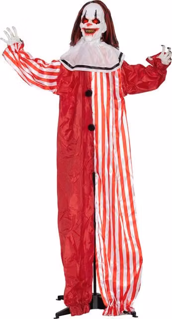Outsunny 165 cm Life Size Animated Halloween Clown with Red Light Up Eyes and Sound Activated Moving Body