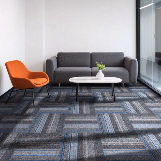 Darphe 20 Piece Modern Plain Blue-Grey Polypropylene Carpet Tiles