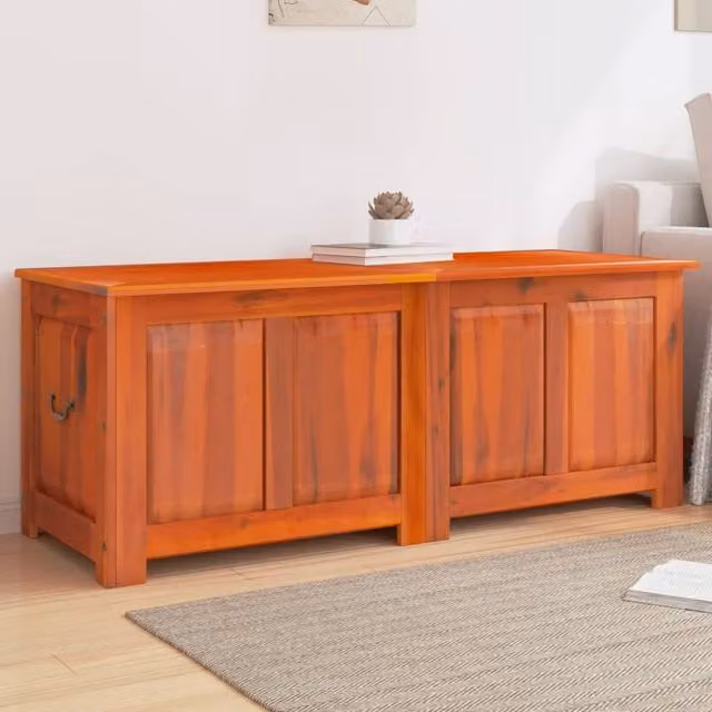 Berkfield Home Rustic Brown Acacia Solid Wood Storage Chest with Soft Close Lid