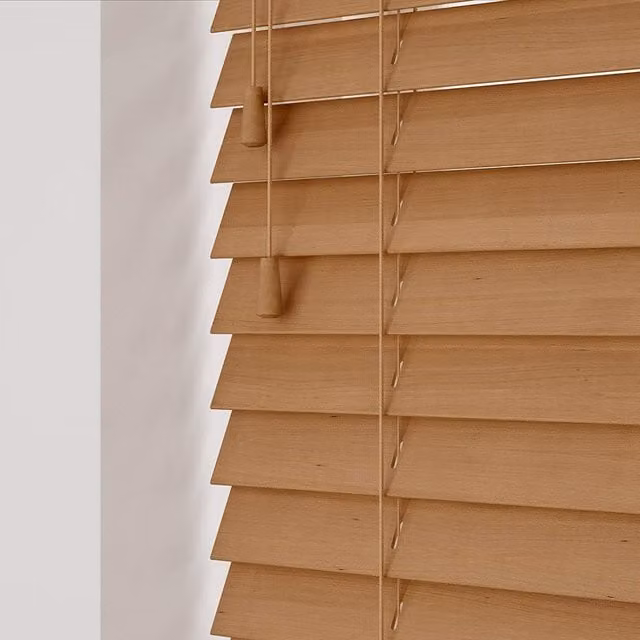 NewEdgeBlinds Wooden Venetian Blinds with Cord in Caramel Oak, Width: 40 cm