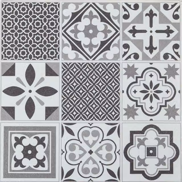 d-c-fix Oriental Self-Adhesive Vinyl Floor Tiles, Grey, 1sqm