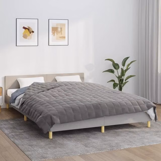 Berkfield Home Grey Weighted Blanket, W: 220 cm, D: 240 cm, 13 kg