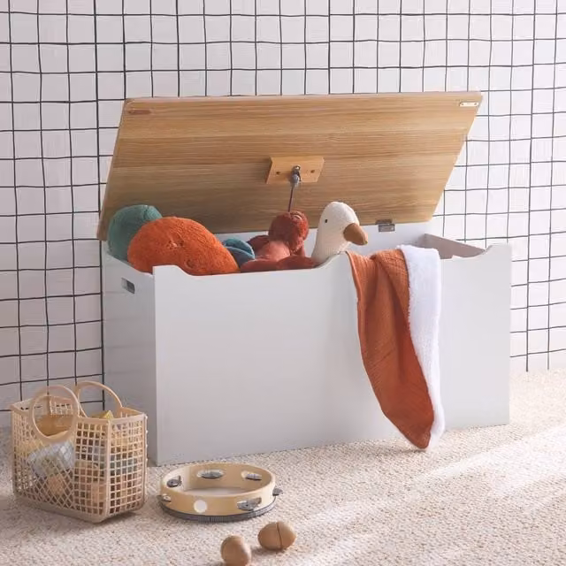sweeek Toy Storage Box with Side Handles in White, W/D/H: 80 x 40 x 40 cm