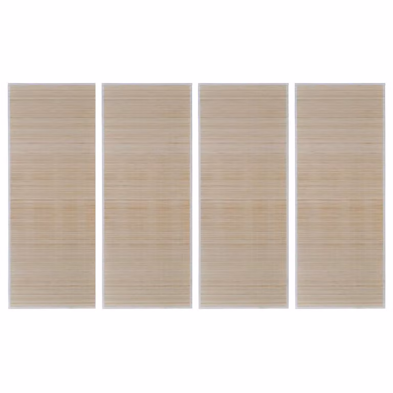Berkfield Home Set of 4 Rectangular Natural Bamboo Rugs in Beige, W: 120 cm, L: 180 cm