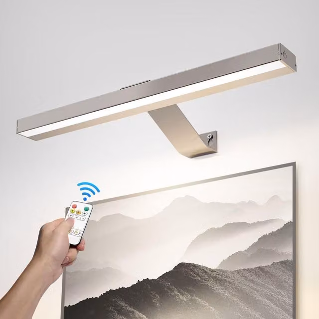 Harper Living Magnetic Rechargeable LED Picture Light for Wall, Dimmable with Remote Control, Gold/Brass or Silver
