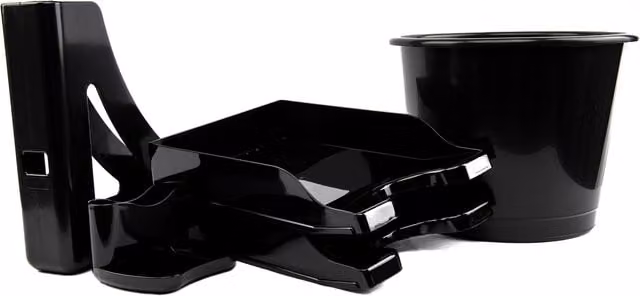 Deflecto Black Stackable Multi-Compartment Desktop Starter Kit
