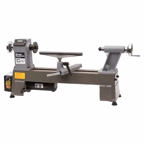 SIP Midi Benchtop Wood Lathe 550W Variable Speed 500-3500RPM Grey Cast Iron Woodworking Kit
