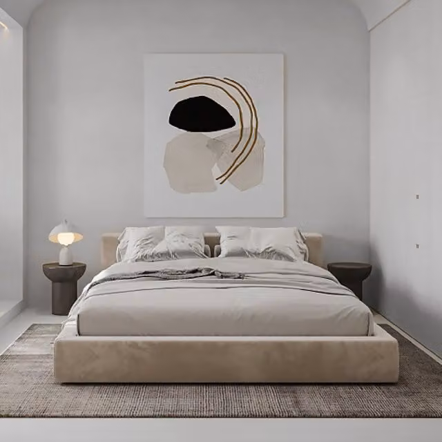 Casani Hugo Boucle Upholstered Bed Frame in Grey, W/D/H: 180 x 200 cm