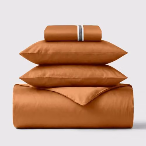 Bedable 100% Cotton Sateen Bedding Set in Terracotta, Double Size