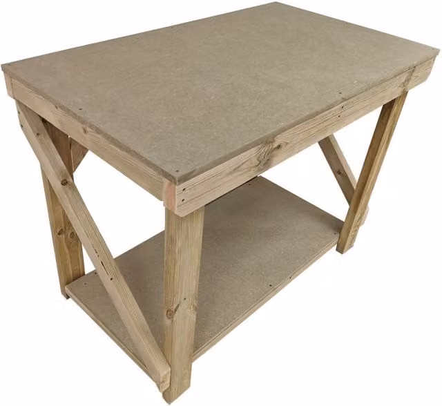 Arbor Garden Solutions Wooden Workbench in Brown and White