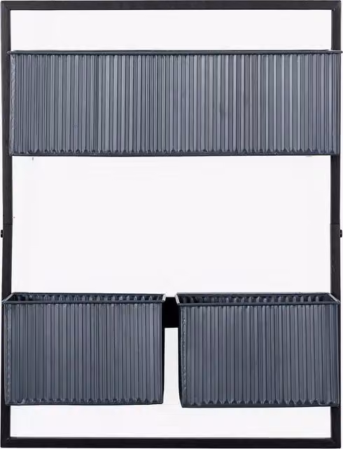 Perch & Parrow Modern Rectangular Metal Cultivator Wall Planter in Black