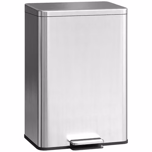 HOMCOM 20L Stainless Steel Pedal Bin with Soft-Close Lid and Removable Inner Bucket, Silver
