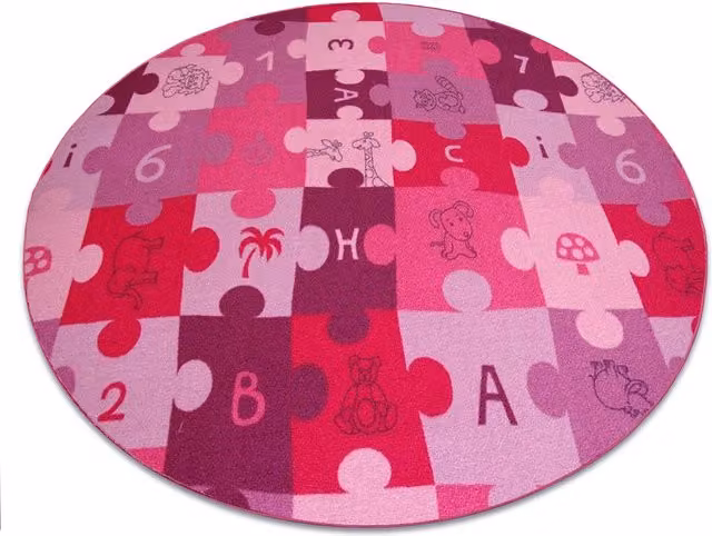 RugsX Circle Puzzle Round Patchwork Rug in Purple, Diameter: 150 cm