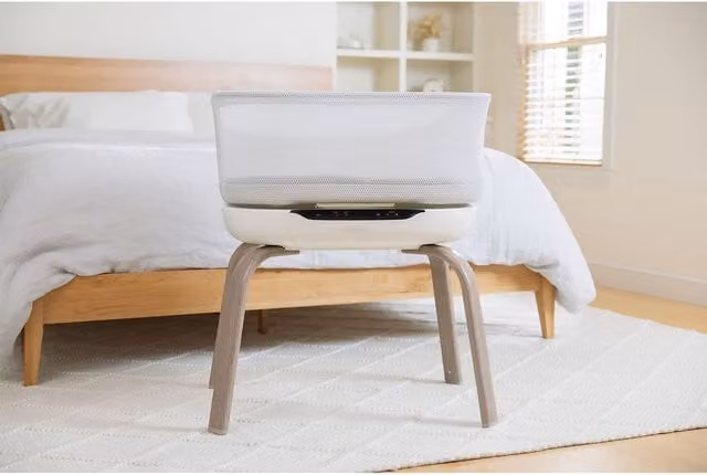 Graco Eluma Nest Bedside Crib in Luna, White and Grey