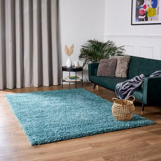 Bravich California Shaggy Rug in Duck Egg Blue, W: 200 cm, D: 140 cm