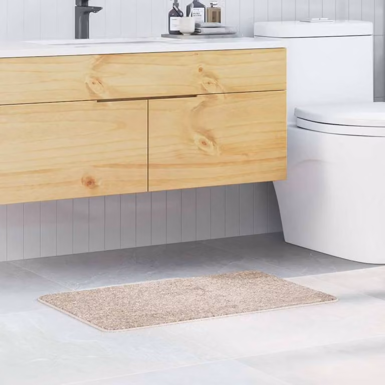 Berkfield Modern Rectangular Non-Slip Bath Mat in Beige, W: 80 cm, D: 50 cm