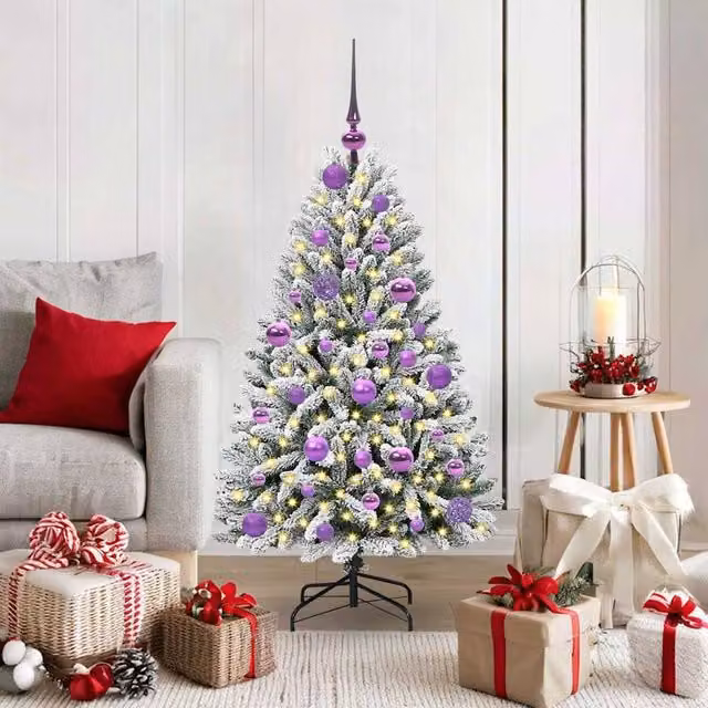 Berkfield Home Artificial Christmas Tree in Green and White, Height: 120 cm
