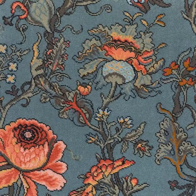 House of Hackney Artemis Floral Wool Rug in Apatite Blue