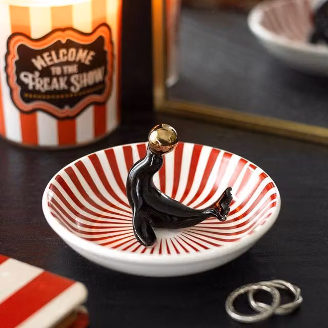 Uniqueful Circus Seal Ceramic Trinket Dish, Multicolour